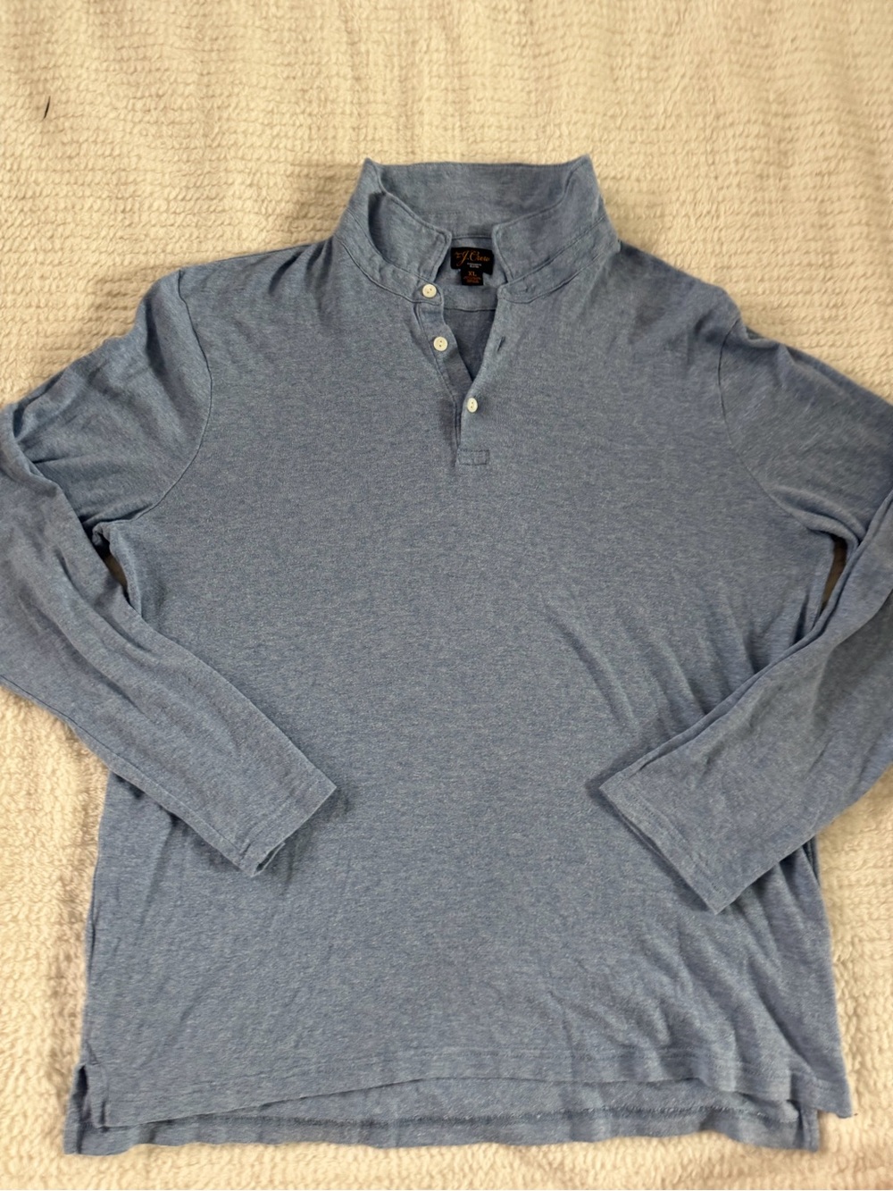 J Crew Cashmere blend long sleeve polo in Heather Blue